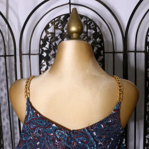 MICHAEL Michael Kors Paisley Chain Flutter Maxi Dress. Size XXS - Picture 7 of 10